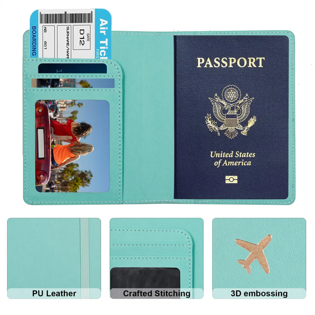 PU Portable ID Bank Card Passport Holder Custom Hot Multifunctional RFID Blocking