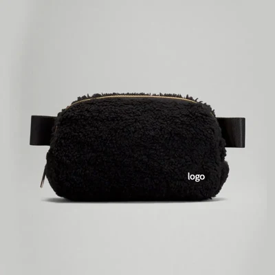 Sac à main de luxe de styliste en fourrure polaire Sherpa, sac banane en peluche floue, sacs de taille avec poches pour femmes