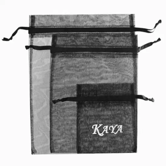 Commerce de gros clair cosmétique transparent cordon personnalisé avec logo cadeau sac en organza